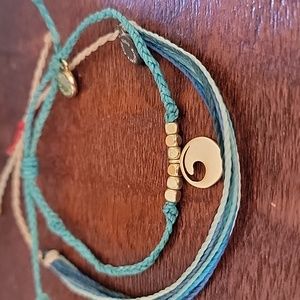 PURA VIDA Ocean Gold Tone  and Original Signature Adjustable Cord Bracelet Lot